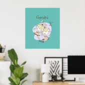 Whimsical Gemini Twin Girls Poster (Thuiskantoor)