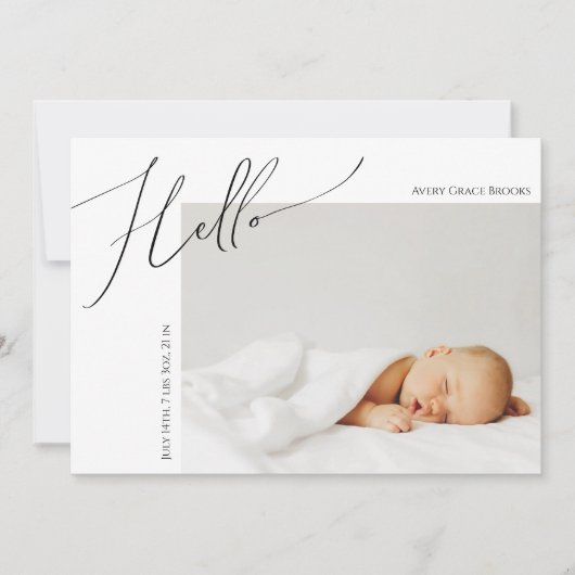 Whimsical Gender Neutral Dank u Baby Aankondiging (Voorkant)