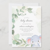 Whimsical Gender Neutral Elephant Baby shower Kaart (Voorkant)