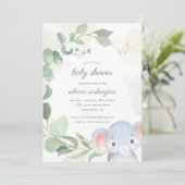 Whimsical Gender Neutral Elephant Baby shower Kaart (Staand voorkant)
