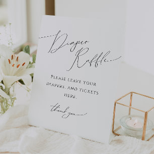 Whimsical Gender Neutral Luier Raffle Baby shower Reclamebord Met Voetstuk