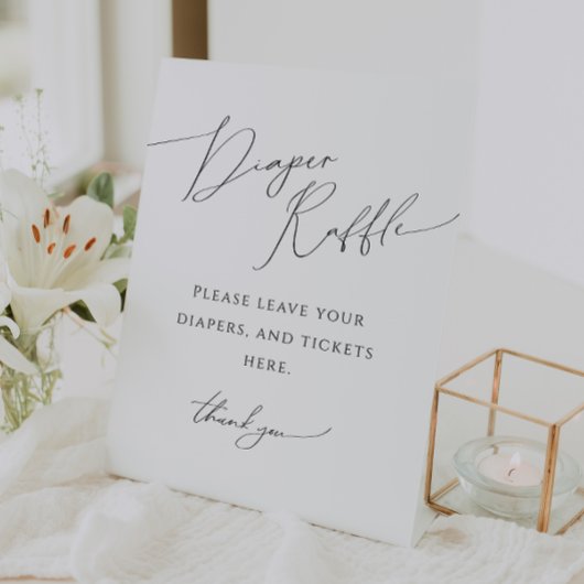 Whimsical Gender Neutral Luier Raffle Baby shower Reclamebord Met Voetstuk