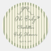 Whimsical Gender Neutral Sage Green Baby Ronde Sticker (Voorkant)