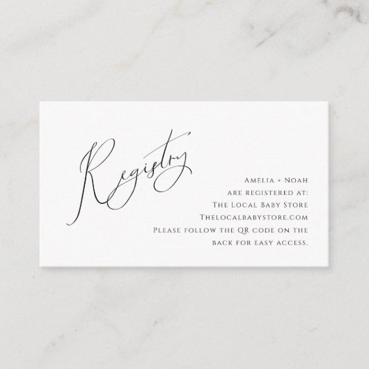 Whimsical Genderneutraal QR-code Baby Register Informatiekaartje (Voorkant)