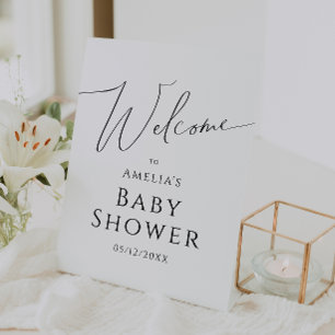 Whimsical Genderneutraal Welkom Baby shower Reclamebord Met Voetstuk