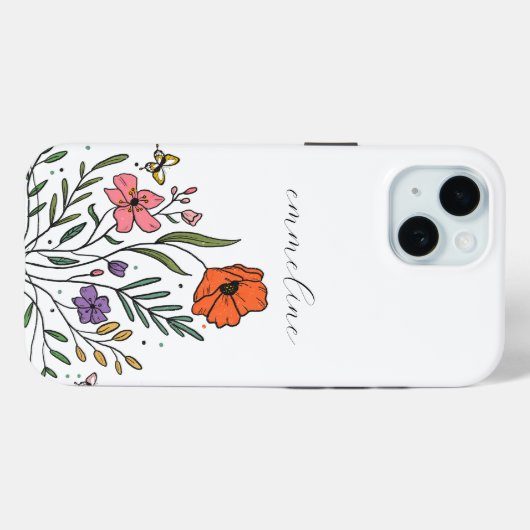 Whimsical gepersonaliseerde bloemen wilde bloem Case-Mate iPhone case (Achterkant (horizontaal))