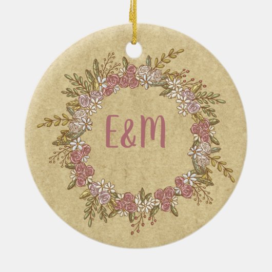Whimsical gepersonaliseerde bruiloft bruid bruideg keramisch ornament (Achterkant)
