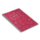 Whimsical gepersonaliseerde floral in blue red notitieboek (Rechterzijde)