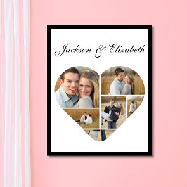 Whimsical Gepersonaliseerde Hart Liefde Foto Colla Poster