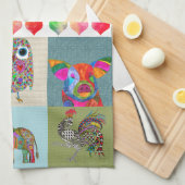 Whimsical geschilderd dier assortiment keukenhandd theedoek (Quarter Fold)