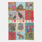 Whimsical geschilderd dier assortiment keukenhandd theedoek (Verticaal)