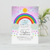 Whimsical geschilderd regenboog & sterren 1e 1 ver kaart (Staand voorkant)