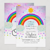 Whimsical geschilderd regenboog & sterren 1e 1 ver kaart (Voorkant / Achterkant)