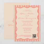 Whimsical geschilderde pinstripes trouw-QR-code Kaart (Voorkant / Achterkant)