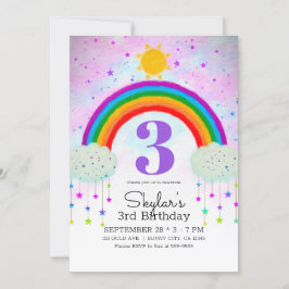 Whimsical Geschilderde Regenboog & Sterren Verjaar Kaart
