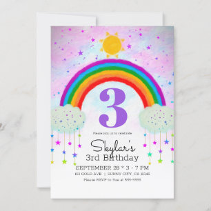 Whimsical Geschilderde Regenboog & Sterren Verjaar Kaart