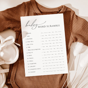 Whimsical Geslacht Neutraal Baby Word Scramble Car Kaart