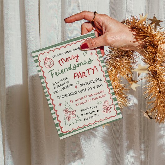 Whimsical Gestreepte Friendsmas Kerstfeest Kaart