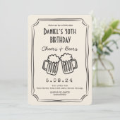 Whimsical getekend Funky Cheers Beers 30 jarig bes Kaart (Staand voorkant)