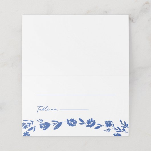 Whimsical getrokken bloemenbruiloft gevouwen plaat plaatskaartje (Buitenkant ongevouwen)