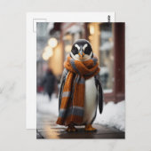 Whimsical Gezellige Pinguïn Sneeuwwitje Winter Briefkaart (Voorkant / Achterkant)