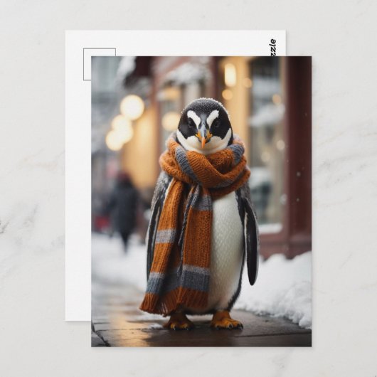 Whimsical Gezellige Pinguïn Sneeuwwitje Winter Briefkaart (Voorkant / Achterkant)