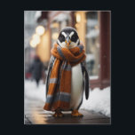 Whimsical Gezellige Pinguïn Sneeuwwitje Winter Briefkaart<br><div class="desc">Stuur een vleugje wintermagie met dit grillige briefkaart met een gezellige pinguïn die door een besneeuwd stadsbeeld navigeert. Het speelse ontwerp vangt de betovering van de winter in de stad, met de schattige pinguïn voegt een gevoel van vreugde en stadsavontuur. Of het nu wordt gebruikt als een weldoordachte begroeting of...</div>