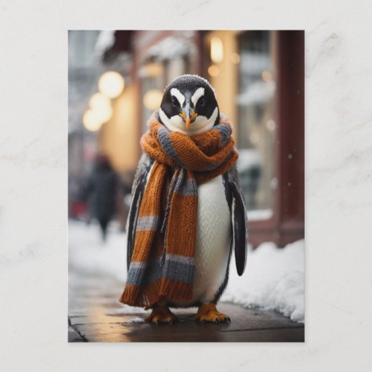 Whimsical Gezellige Pinguïn Sneeuwwitje Winter Briefkaart (Voorkant)
