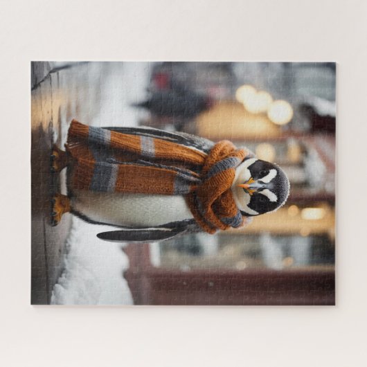 Whimsical Gezellige Pinguïn Sneeuwwitje Winter Legpuzzel (Horizontaal)