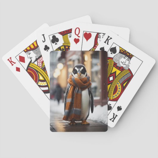 Whimsical Gezellige Pinguïn Sneeuwwitje Winter Pokerkaarten (Achterkant)