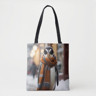 Whimsical Gezellige Pinguïn Sneeuwwitje Winter Tote Bag