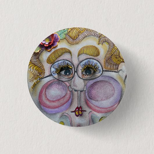 Whimsical Gezicht Button Pin (Voorkant)