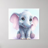 Whimsical Ghibli-geïnspireerde Baby Elephant Art P Canvas Afdruk (Voorkant)