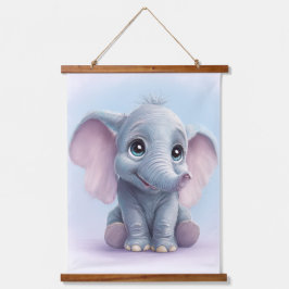 Whimsical Ghibli-geïnspireerde Baby Elephant Art P Hangend Wandkleed