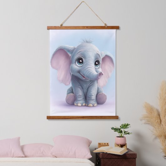 Whimsical Ghibli-geïnspireerde Baby Elephant Art P Hangend Wandkleed (Slaapkamer)