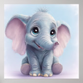 Whimsical Ghibli-geïnspireerde Baby Elephant Art P Poster (Voorkant)