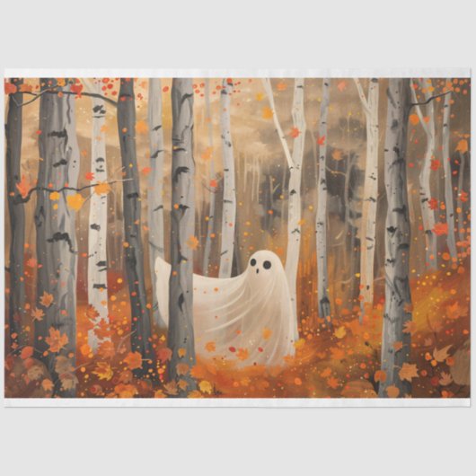 Whimsical Ghost Autumn Bossen Herfst Decoupage Tissuepapier (Voorkant)