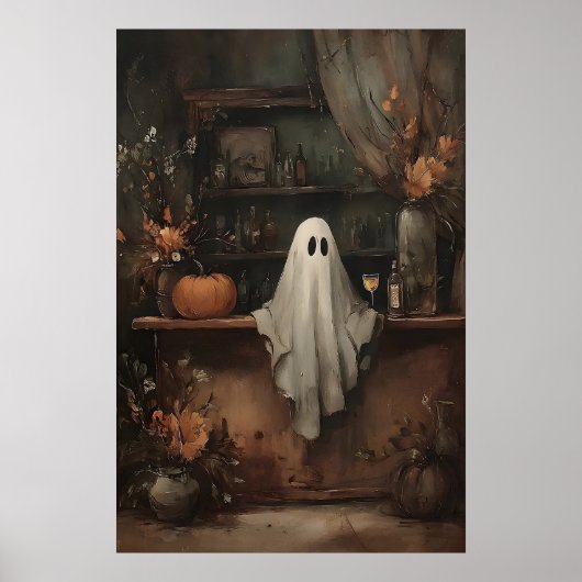 Whimsical Ghost Bar Cocktail Print Donkere Academi (Voorkant)