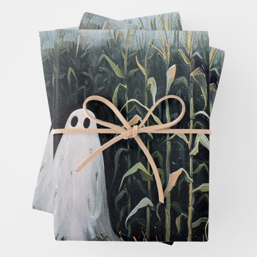 Whimsical Ghost Corn Field Decoupage Inpakpapier Vel (In situ)