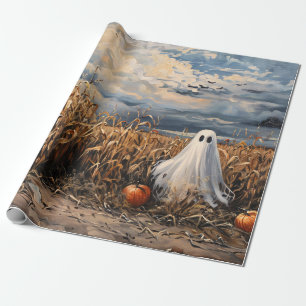 Whimsical Ghost Corn Field Pompoenen Decoupage Cadeaupapier