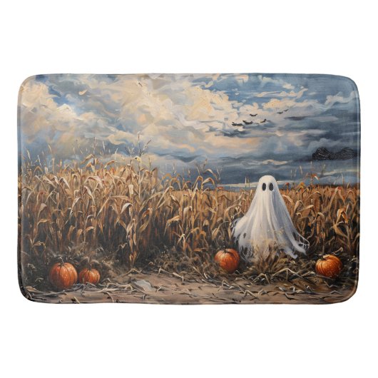 Whimsical Ghost Corn Field Pumpkins Badmat (Voorkant)