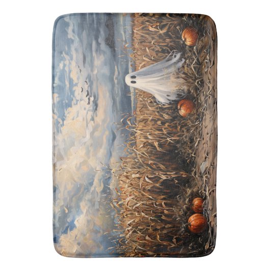 Whimsical Ghost Corn Field Pumpkins Badmat (Voorkant Verticaal)