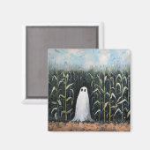 Whimsical Ghost Corn Veld Schilderij Vierkant Magneet (Voorkant / Achterkant)