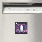 Whimsical Ghost en Floral Spooky Roze Paarse Magneet (Insitu (Vaatwasser))