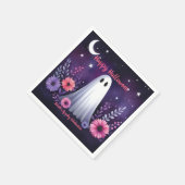 Whimsical Ghost en Floral Spooky Roze Paarse Servet (Hoek)