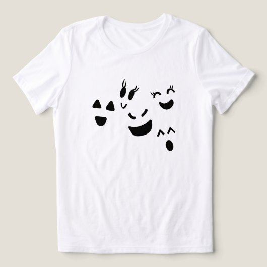 Whimsical Ghost Face Schattig Halloween Tri-Blend Shirt (Design voorkant)