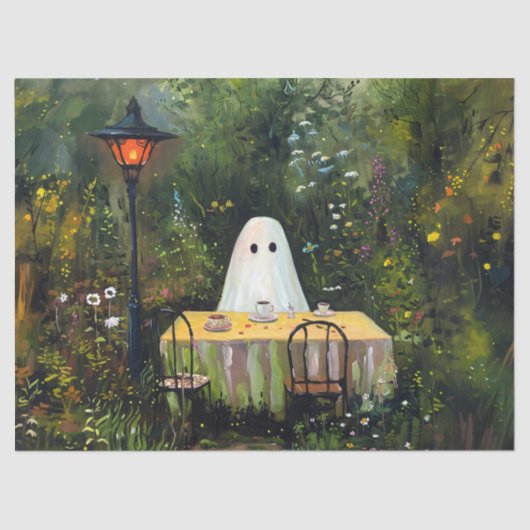 Whimsical Ghost Garden Tea Party Decoupage Tissuepapier (Voorkant)