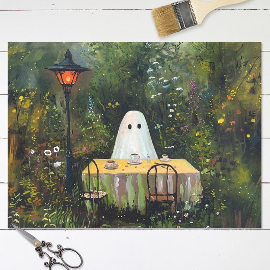 Whimsical Ghost Garden Tea Party Decoupage Tissuepapier