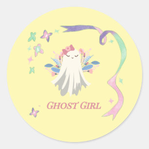 Whimsical Ghost Girl Fun Pastel Halloween Party Ronde Sticker