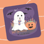 Whimsical Ghost Halloween Paarse Sticker